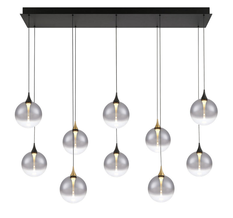 Iissa 10-Light 47" Linear Pendant in Gold-Black Mix