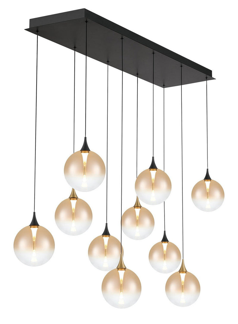 Iissa 10-Light 47" Linear Pendant in Gold-Black Mix