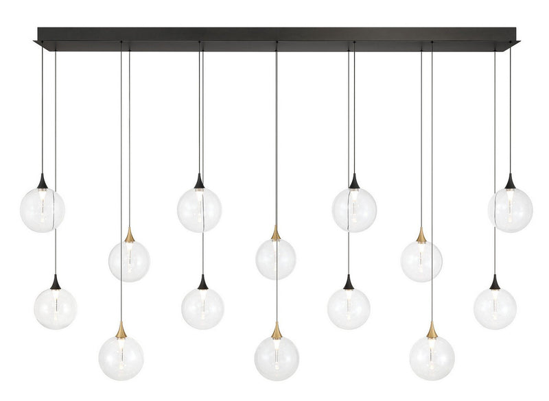 Iissa 14-Light 72" Linear Pendant in Gold-Black Mix