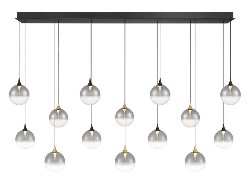 Iissa 14-Light 72" Linear Pendant in Gold-Black Mix