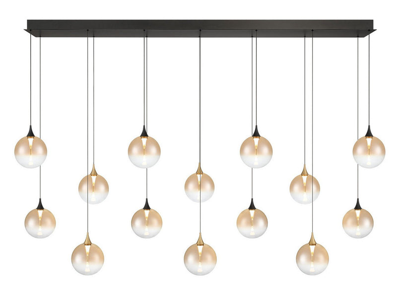 Iissa 14-Light 72" Linear Pendant in Gold-Black Mix