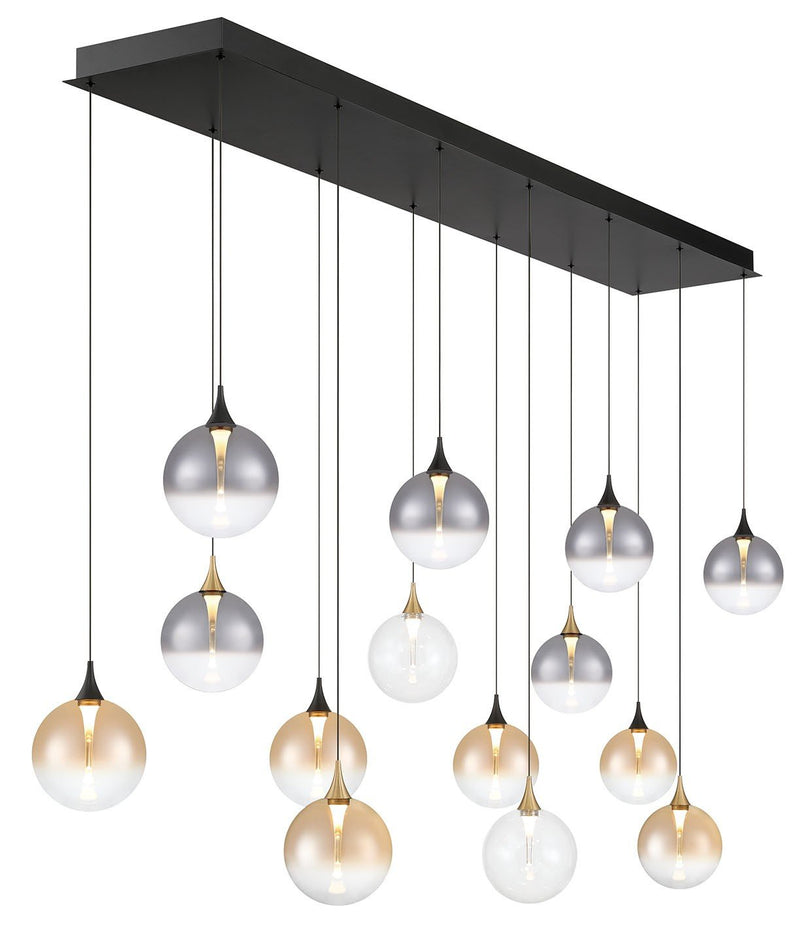 Iissa 14-Light 72" Linear Pendant in Gold-Black Mix