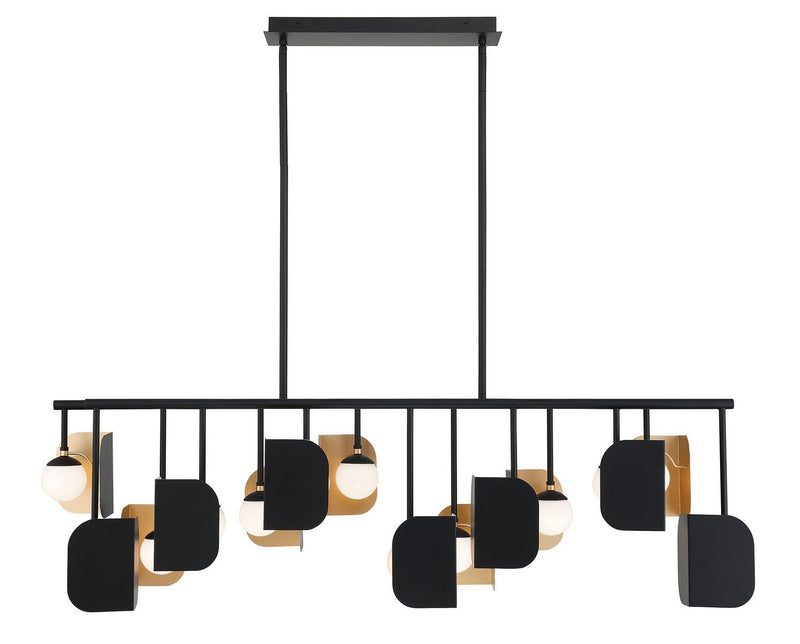 Cornice 14-Light 60" Linear Pendant in Gold-Black Mix