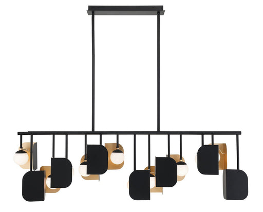 Cornice 14-Light 60" Linear Pendant in Gold-Black Mix