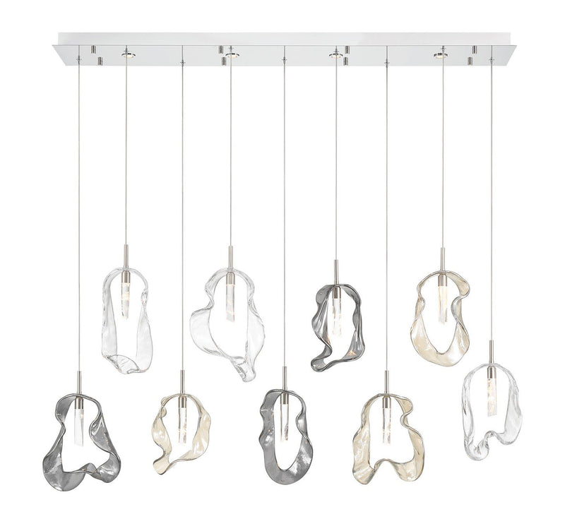 Norah 13-Light 51.2" Linear Pendant in Polished Nickel
