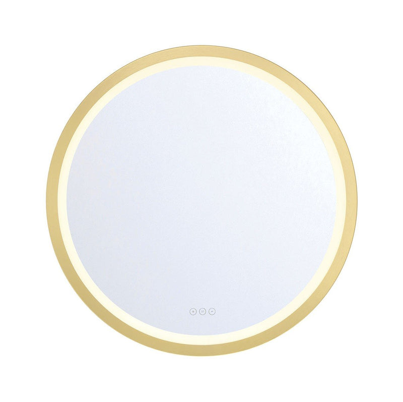 Artell 32" Round LED Vanity Mirror in Brushed Gold