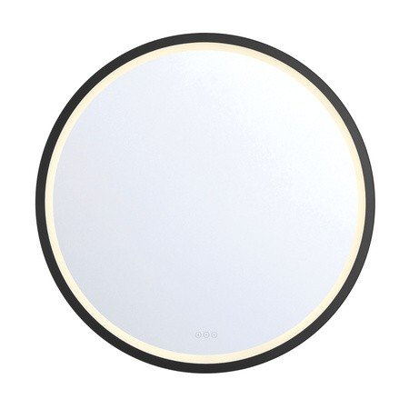 Artell 42" Round LED Vanity Mirror in Brushed Black