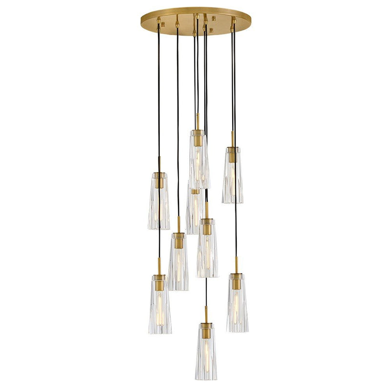 Cosette 9-Light Cluster Pendant in Heritage Brass