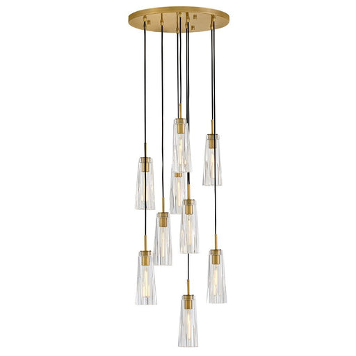 Cosette 9-Light Cluster Pendant in Heritage Brass