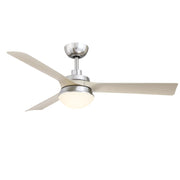 Barlow 52" Ceiling Fan with LED Light in Brushed Nickel / Gray Blades