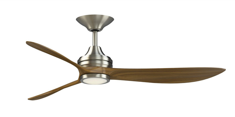 Aviara 60" Ceiling Fan with LED Light in Brushed Nickel / Koa Blades