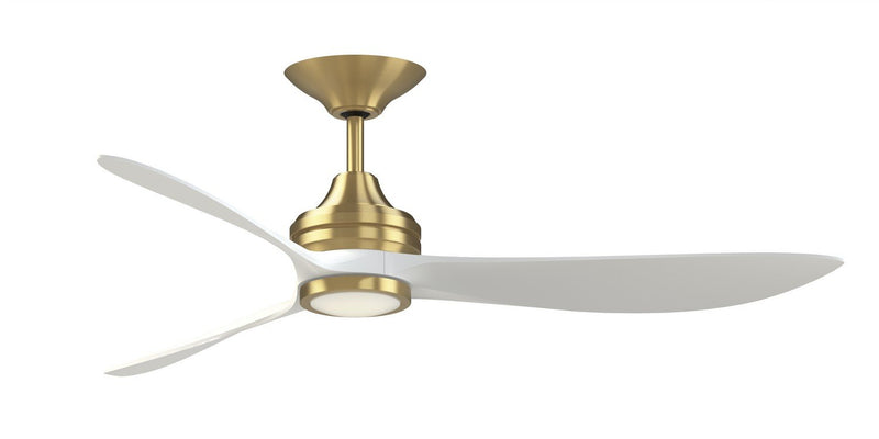 Aviara 60" Ceiling Fan with LED Light in Brushed Satin Brass / Matte White Blades