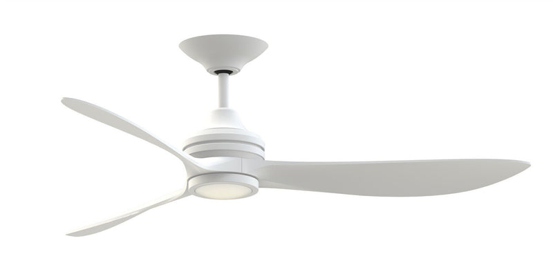 Aviara 60" Ceiling Fan with LED Light in Matte White / White Washed Blades