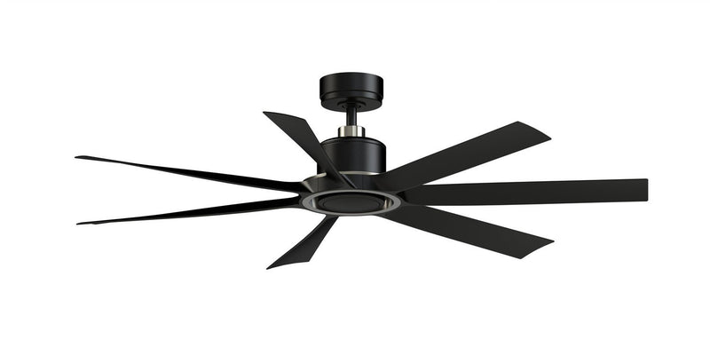 Lenzi 60" Ceiling Fan with LED Light in Black w/Brushed Nickel / Black Blades
