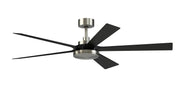 TorchAire 64" Ceiling Fan with LED Light in Brushed Nickel / Black Blades