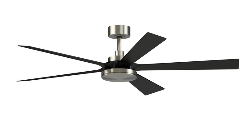 TorchAire 64" Ceiling Fan with LED Light in Brushed Nickel / Black Blades