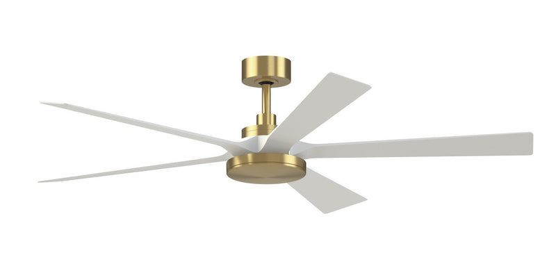 TorchAire 64" Ceiling Fan with LED Light in Brushed Satin Brass / Matte White Blades