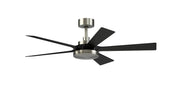 TorchAire 52" Ceiling Fan with LED Light in Brushed Nickel / Black Blades