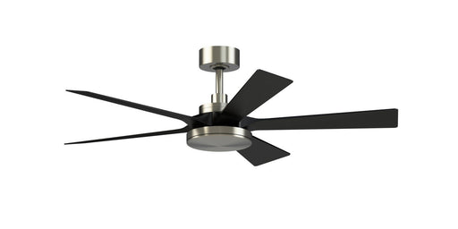 TorchAire 52" Ceiling Fan with LED Light in Brushed Nickel / Black Blades