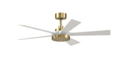 TorchAire 52" Ceiling Fan with LED Light in Brushed Satin Brass / Matte White Blades