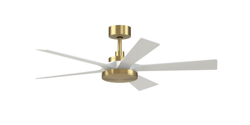 TorchAire 52" Ceiling Fan with LED Light in Brushed Satin Brass / Matte White Blades
