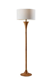 Rebecca Floor Lamp in Natural Rubberwood W. Antique Brass