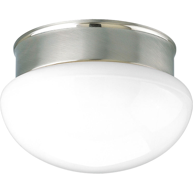 Fitter 2-Light White Glass Flush Mount in Brushed Nickel