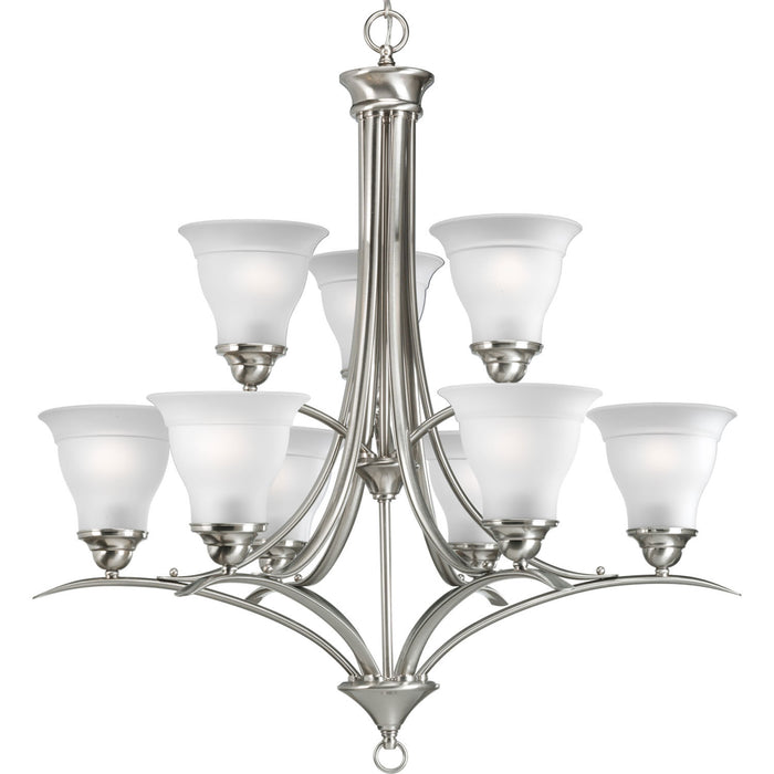 Trinity Nine Light Chandelier in Brushed Nickel