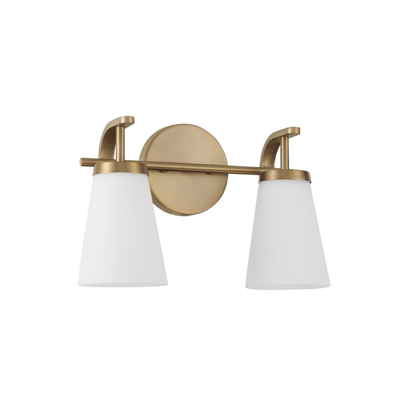 Drake 2-Light Bath Vanity Light in Aged Brass