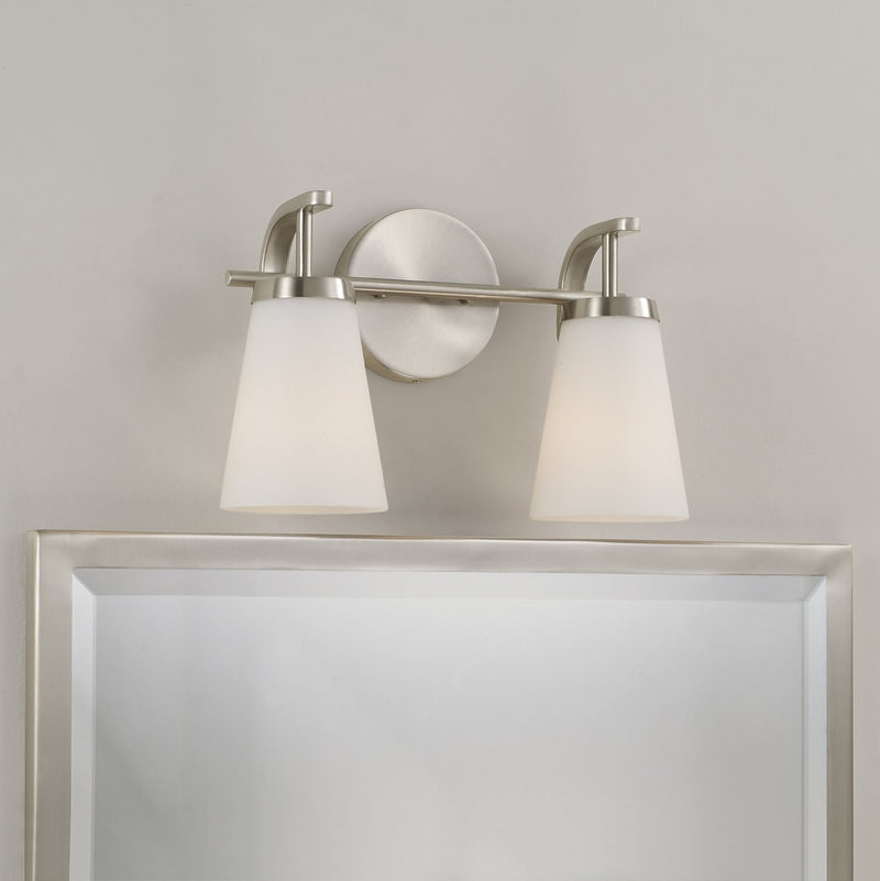 Drake 2-Light Bath Vanity Light in Brushed Nickel