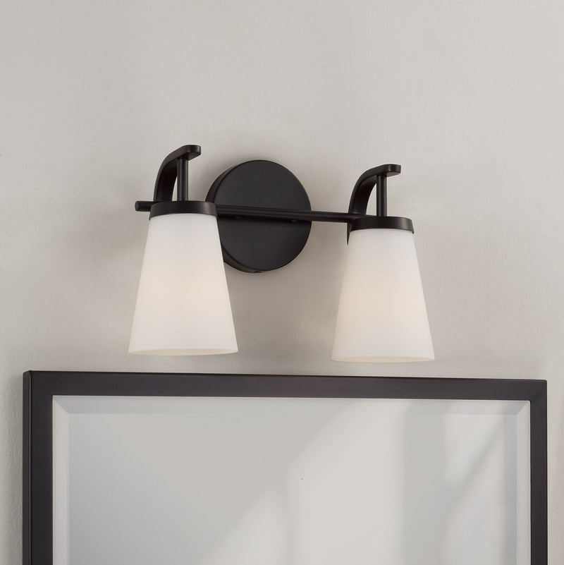 Drake 2-Light Bath Vanity Light in Matte Black