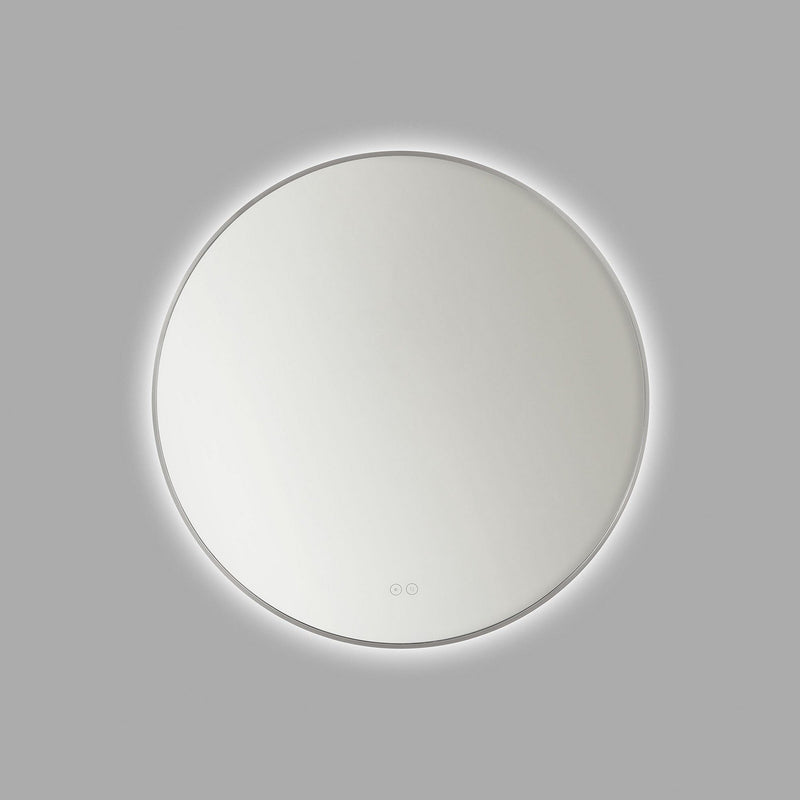 Cadre 30" Round Lighted Mirror in Brushed Nickel