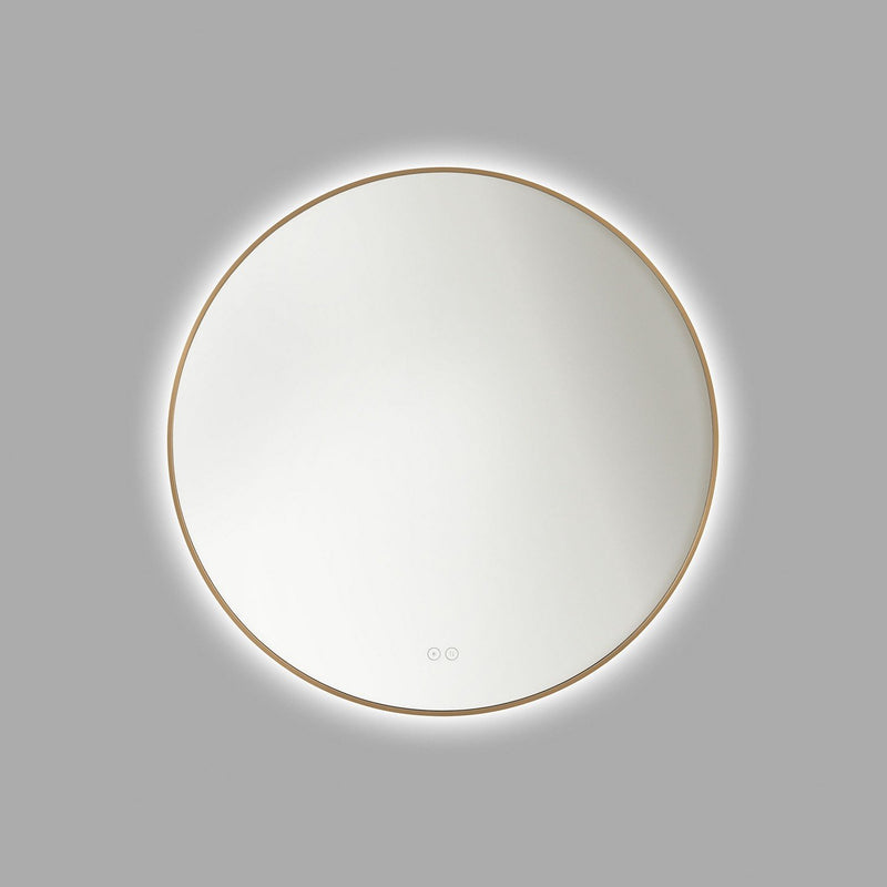 Cadre 30" Round Lighted Mirror in Satin Brass