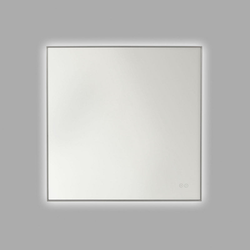 Cadre 30" Square Lighted Mirror in Brushed Nickel