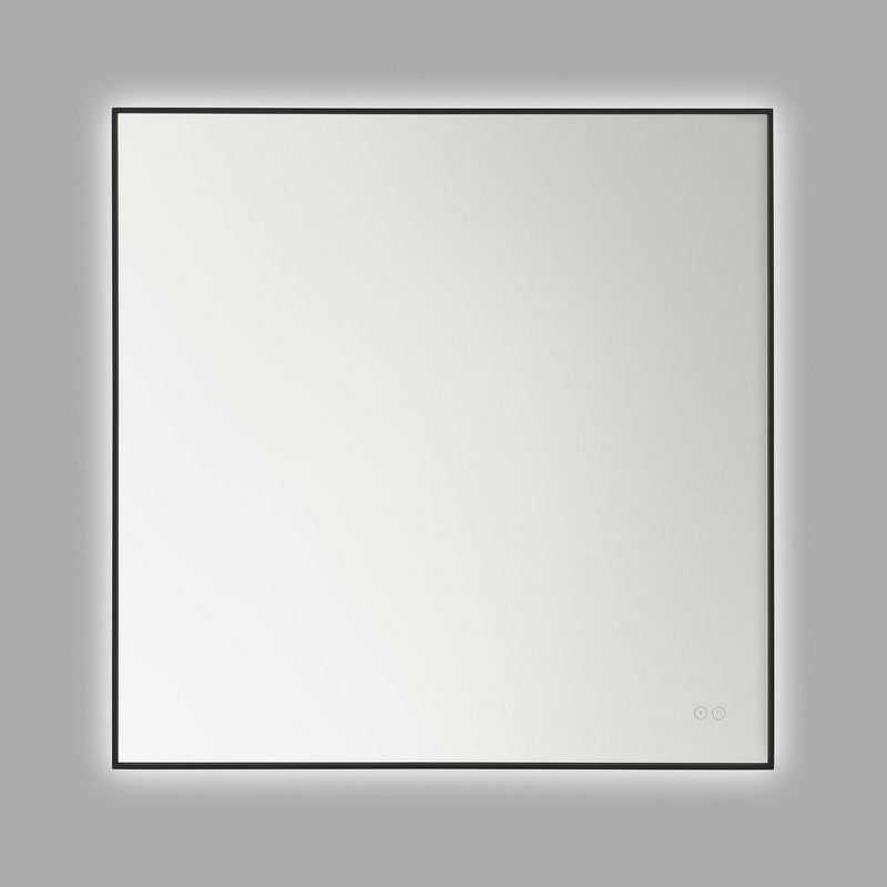 Cadre 36" Square Lighted Mirror in Midnight Black