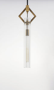 Flambeau 1 Light Mini Pendant in Black / Antique Brass