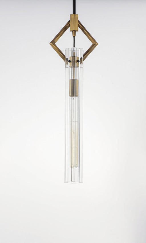 Flambeau 1 Light Mini Pendant in Black / Antique Brass