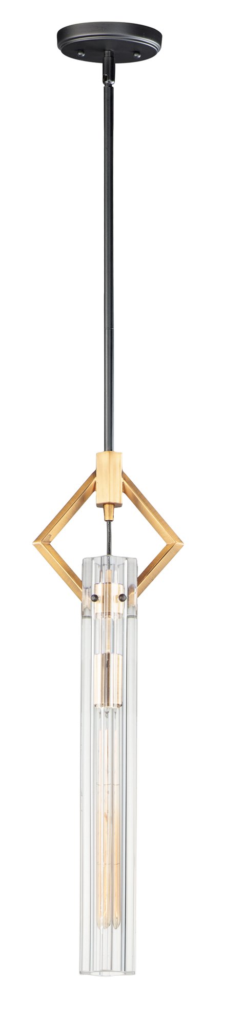 Flambeau 1 Light Mini Pendant in Black / Antique Brass