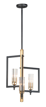 Flambeau 3 Light Candelabra Pendant in Black / Antique Brass