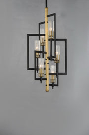 Flambeau 6 Light Pendant in Black / Antique Brass