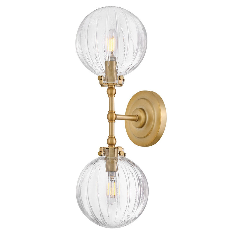 Helene 2-Light Bath Sconce in Lacquered Brass