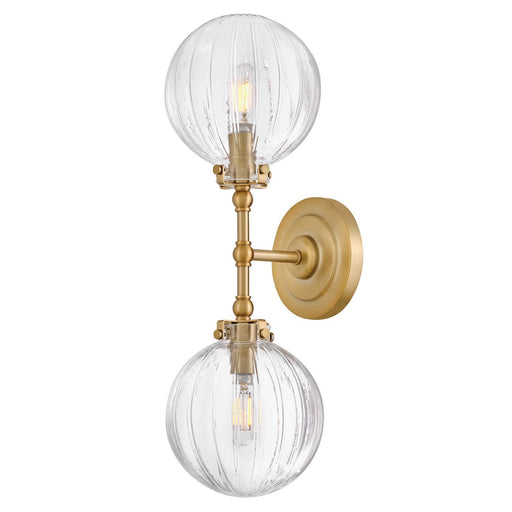 Helene 2-Light Bath Sconce in Lacquered Brass