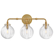 Helene 3-Light Bath Vanity Light in Lacquered Brass