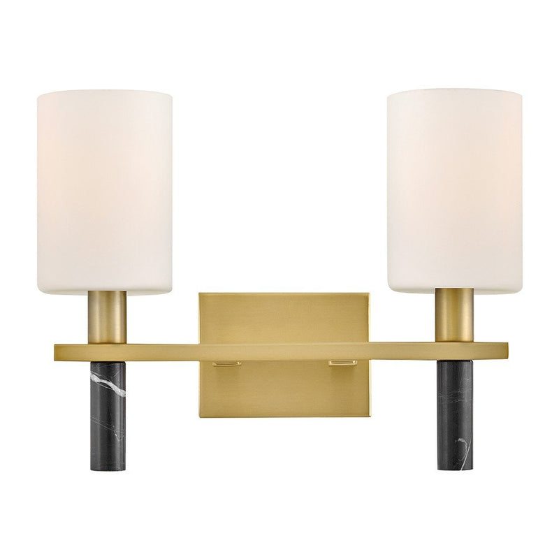 Turin 2-Light Bath Vanity Light in Lacquered Brass