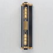 Opulent 20" 2 Light Outdoor Wall Sconce in Black / Antique Brass
