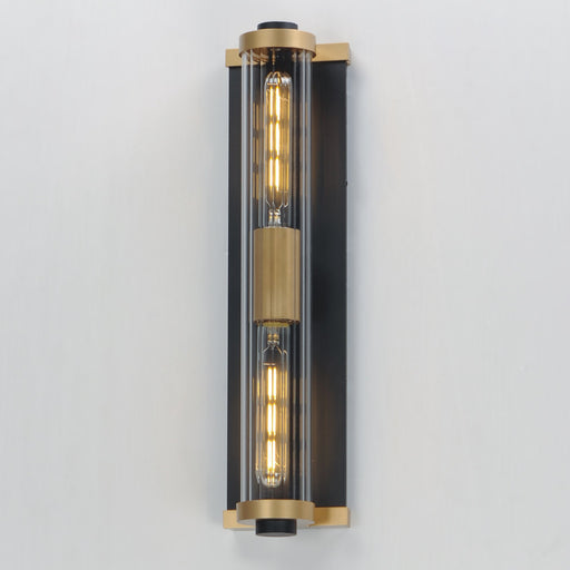 Opulent 20" 2 Light Outdoor Wall Sconce in Black / Antique Brass