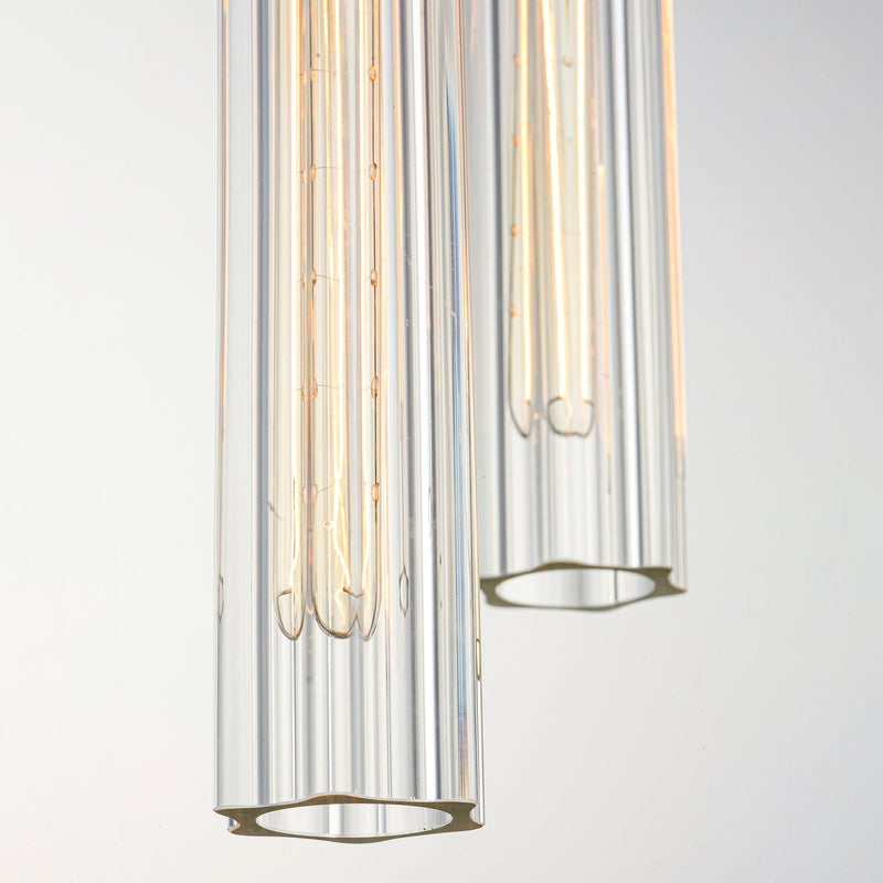 Flambeau 3 Light Cluster Pendant in Black / Antique Brass