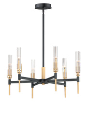 Flambeau 6 Light LED Chandelier in Black / Antique Brass