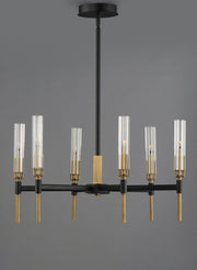 Flambeau 6 Light LED Chandelier in Black / Antique Brass