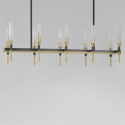 Flambeau 10 Light Linear LED Chandelier in Black / Antique Brass